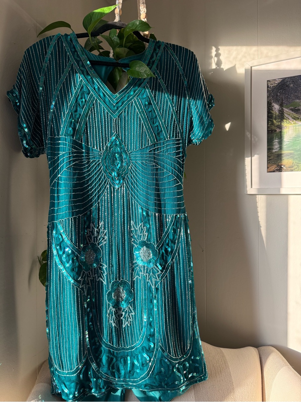Vintage Silk Sequin Beaded Dress
